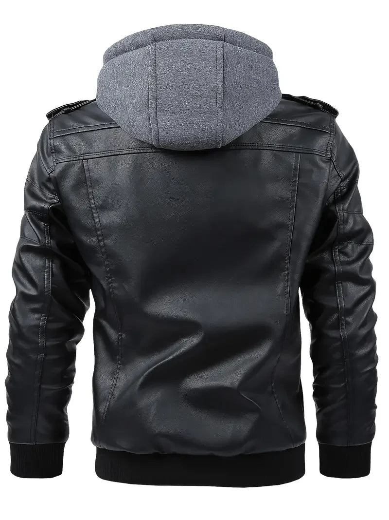 Federico Hooded Leather Moto Jacket for Men