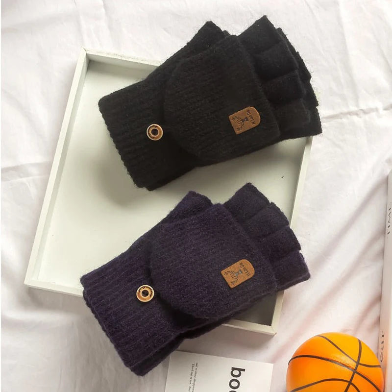 Lino Knit Convertible Fingerless Gloves for Women and Men