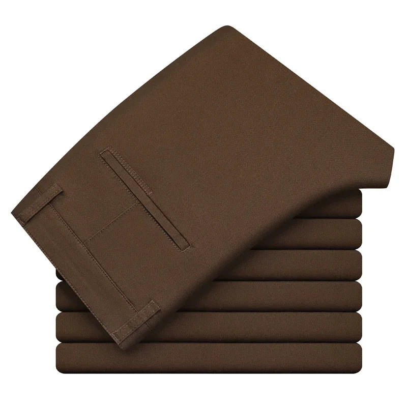 Luciano Stretch Cotton Slim Straight Chino Pants for Men - Coffee
