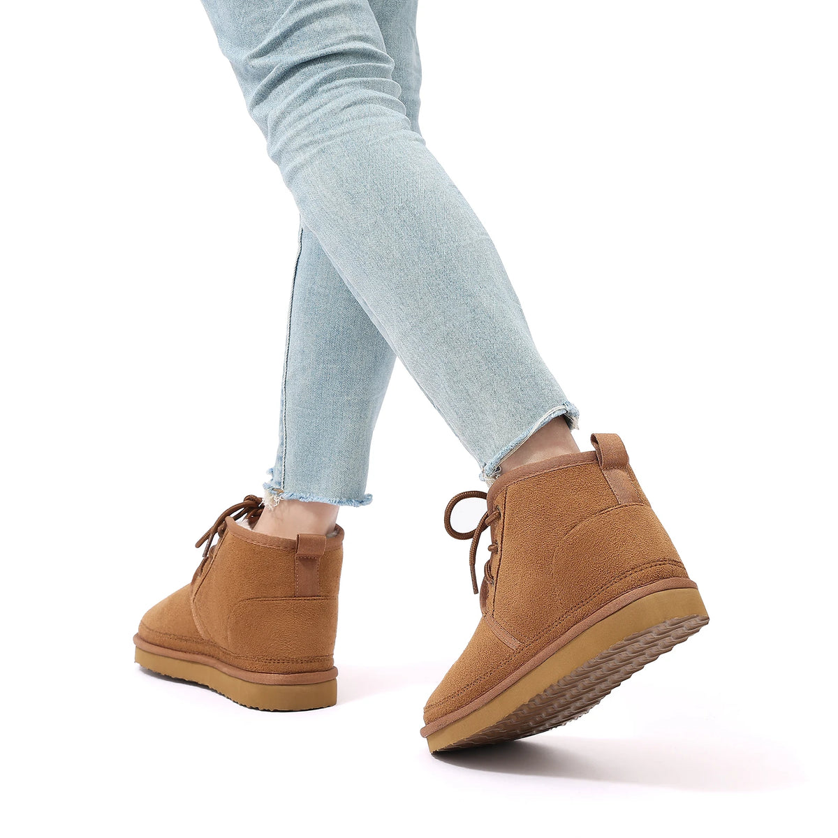 Clementine Suede Plush Lined Lace Up Ankle Boots