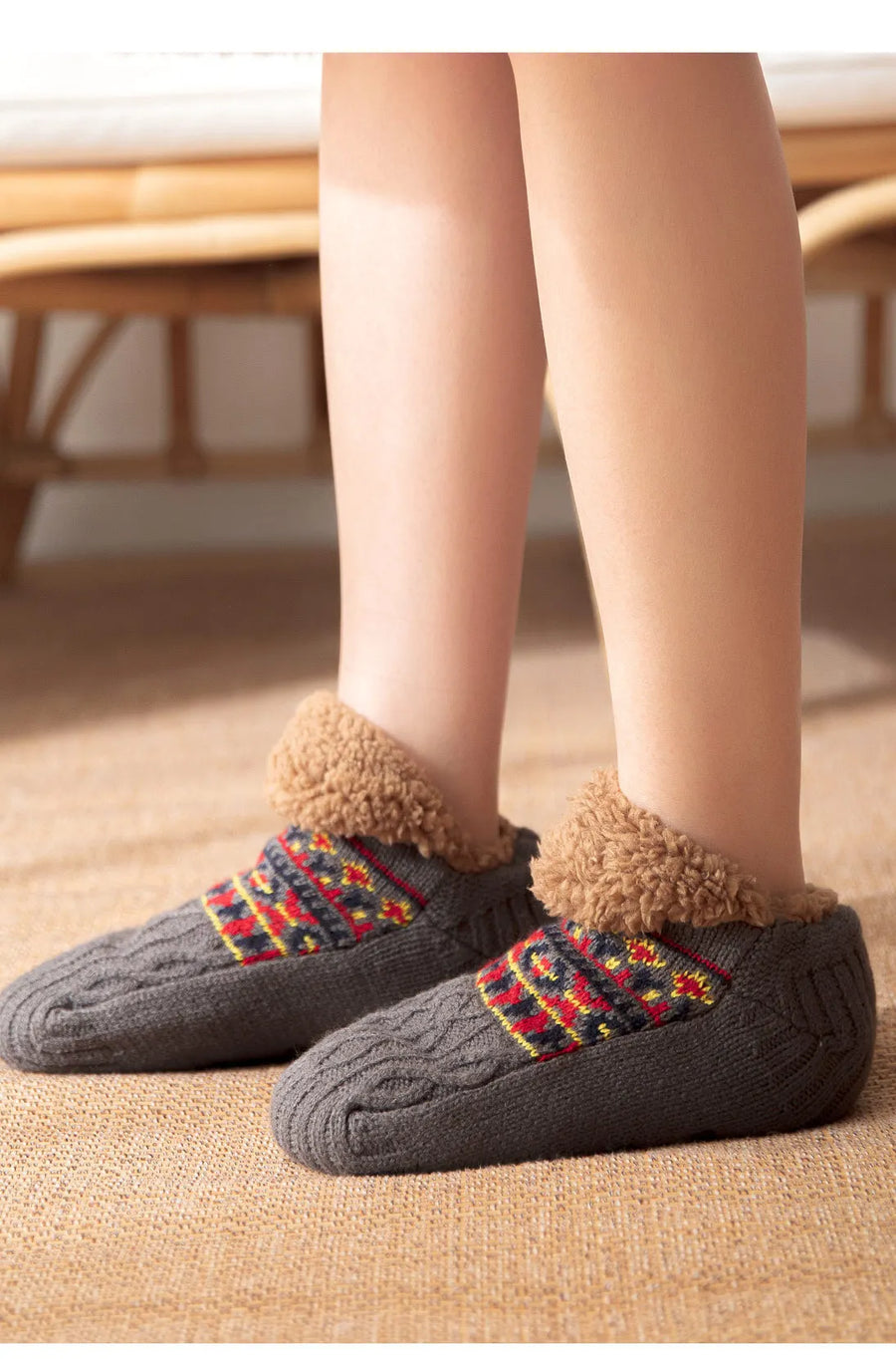 Celeste Fleece Lined Non-Slip Slipper Socks for Women and Men