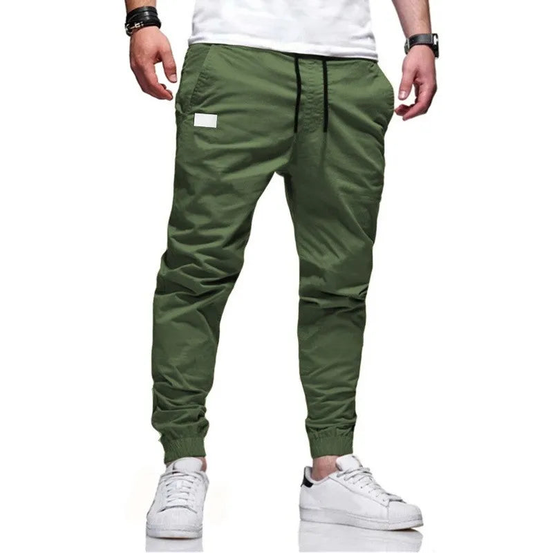 Raimondo Slim Drawstring Jogger Pants for Men - Olive Green