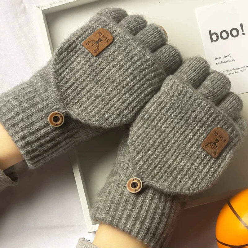 Lino Knit Convertible Fingerless Gloves for Women and Men