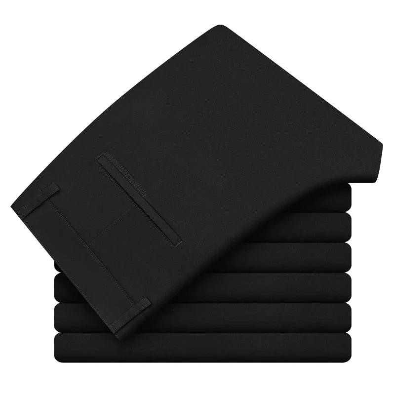 Luciano Stretch Cotton Slim Straight Chino Pants for Men - Black
