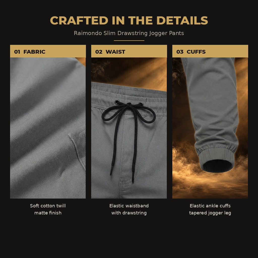 Raimondo Slim Drawstring Jogger Pants for Men - quality details