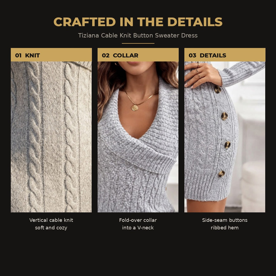 Tiziana Cable Knit Button Sweater Dress for Women