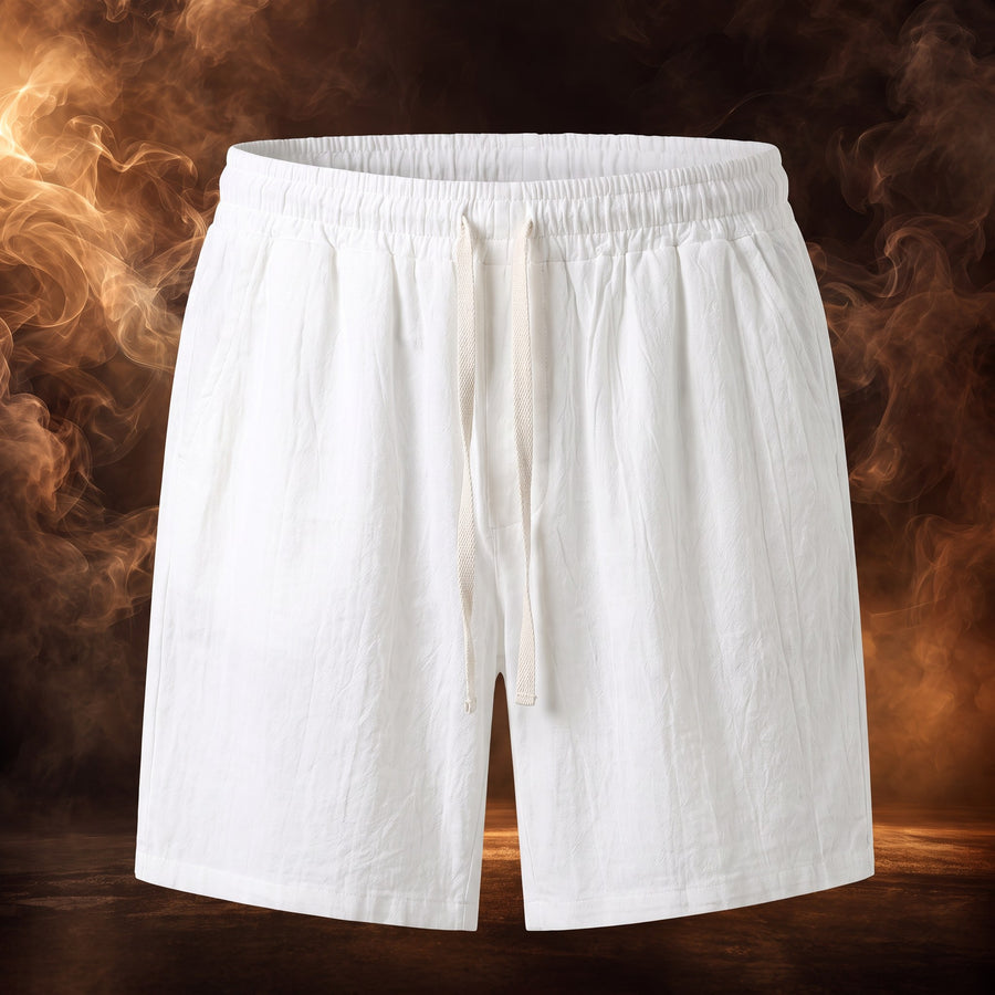 Adriano Linen Split-Neck Shirt and Shorts Set for Men