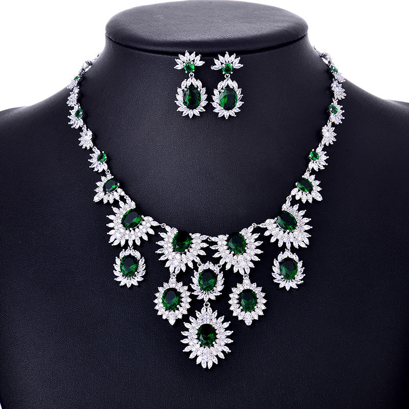 Graziella Cubic Zirconia Statement Necklace and Earrings Set for Women