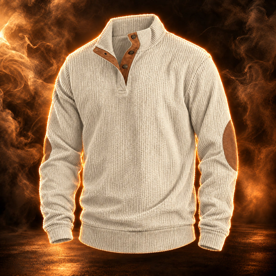 Ambrose Elbow Patch Corduroy Pullover Sweater for Men