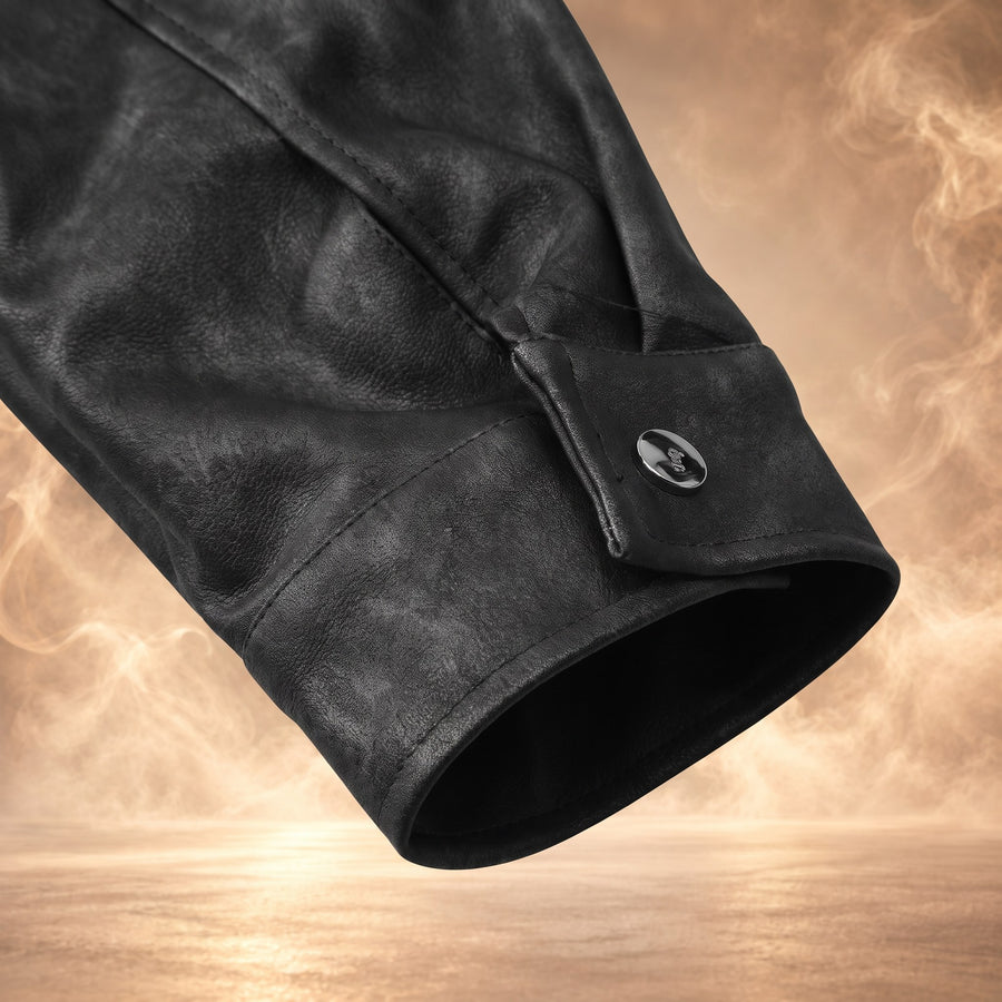 Arturo Distressed Leather Zip-Up Jacket for Men