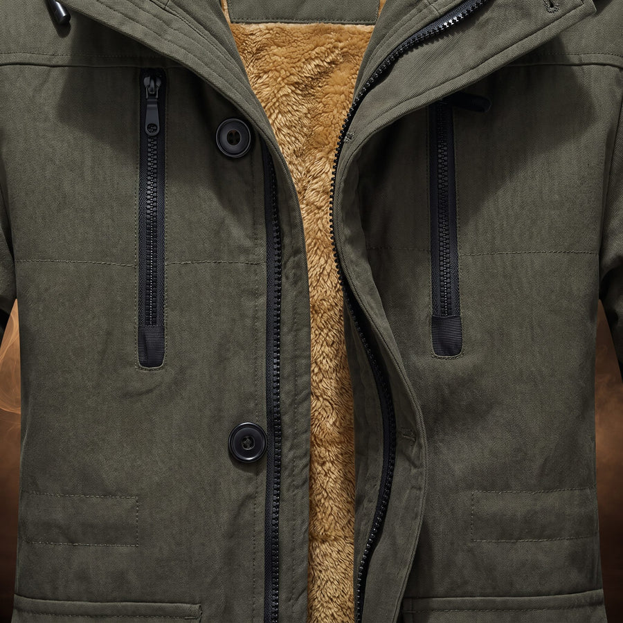 Aurelio Fur Hood Fleece-Lined Padded Parka for Men