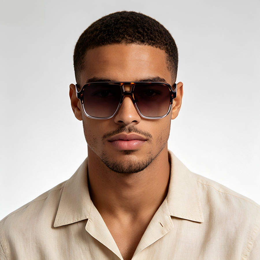 Dionisio Double Bridge Square Aviator Sunglasses for Men and Women