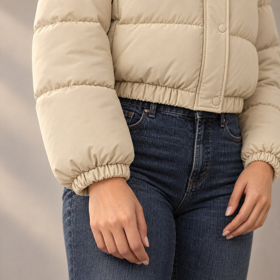 Beatrice Fleece Lined Hooded Cropped Puffer Jacket