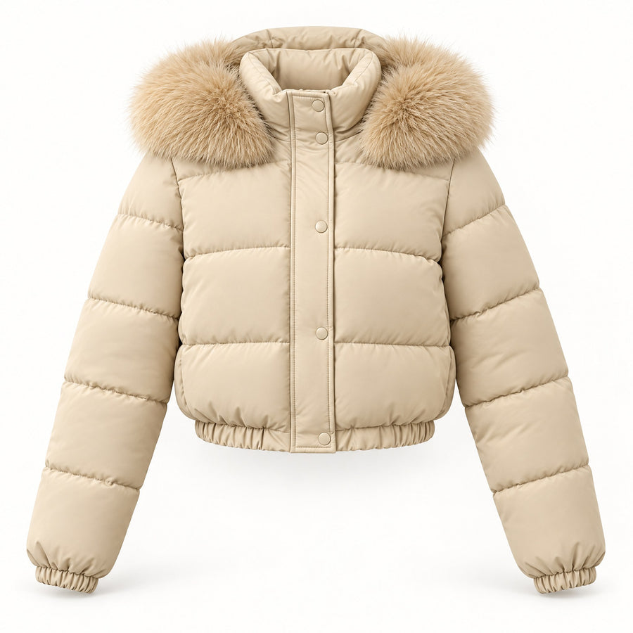 Beatrice Fleece Lined Hooded Cropped Puffer Jacket