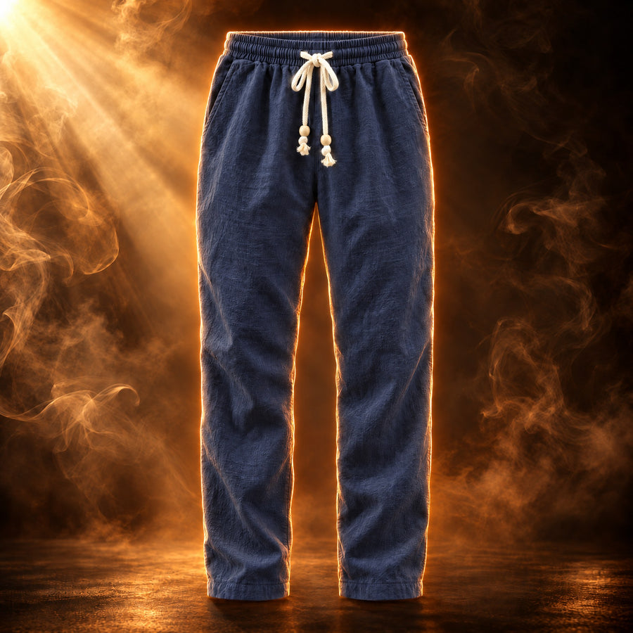 Benedetto Relaxed Fit Linen Drawstring Pants for Men