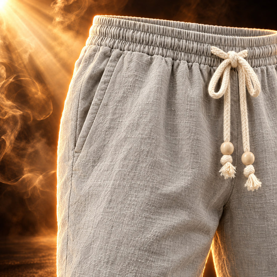 Benedetto Relaxed Fit Linen Drawstring Pants for Men