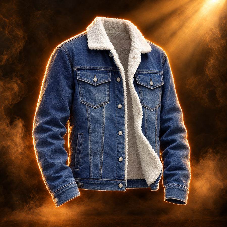 Bruno Sherpa Lined Denim Trucker Jacket for Men