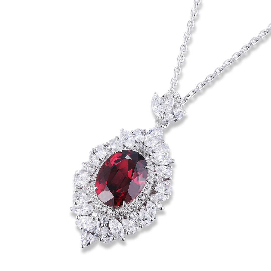 Liliana Sterling Silver Lab-Created Gemstone Halo Pendant Necklace for Women