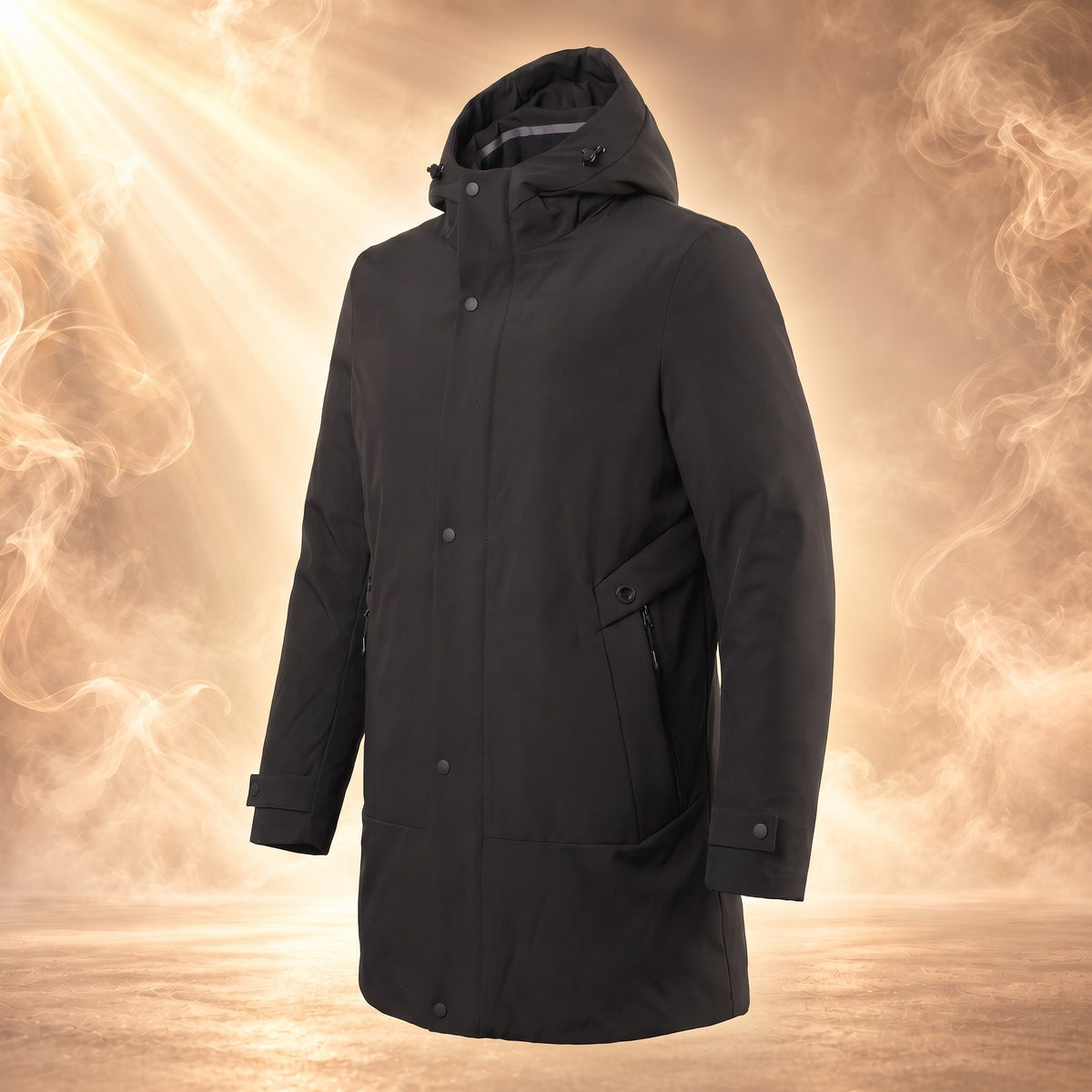 Quentin parka, Black, three-quarter side view