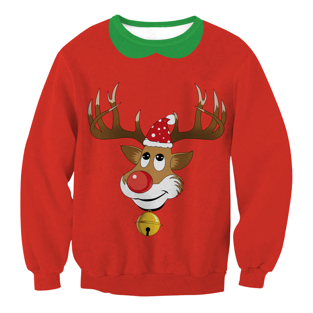 Orazio ugly Christmas sweater, Red Reindeer Face, front