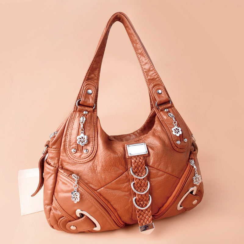 Perla Washed Vintage Hobo Shoulder Bag for Women