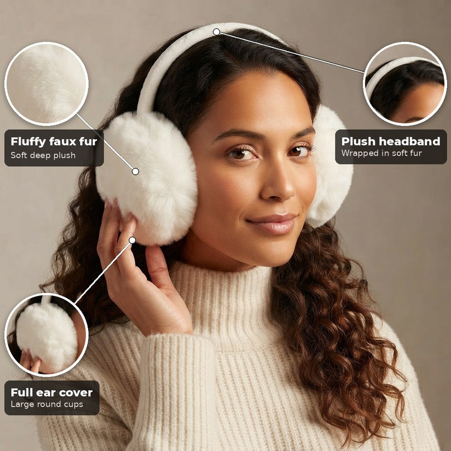 Fiorenza Foldable Plush Earmuffs for Women and Men