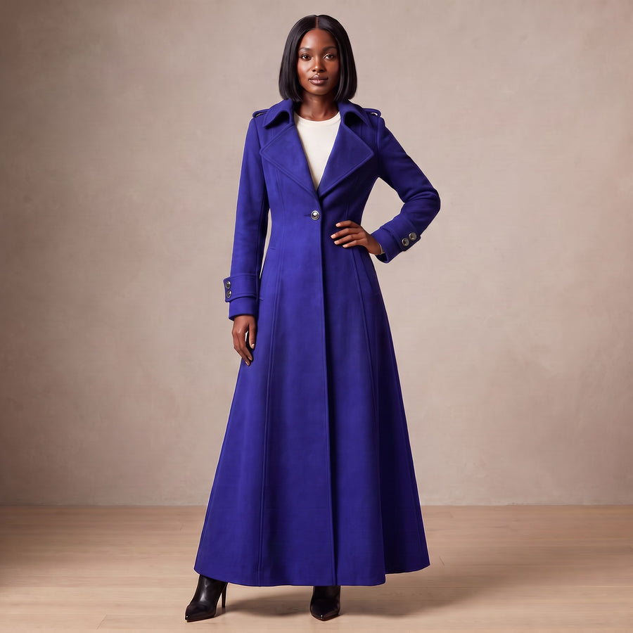 Lavinia Wide Lapel Wool Maxi Coat for Women