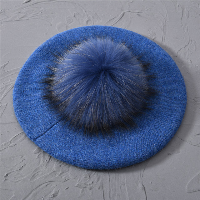 Mariella Wool Pom Pom Beret for Women