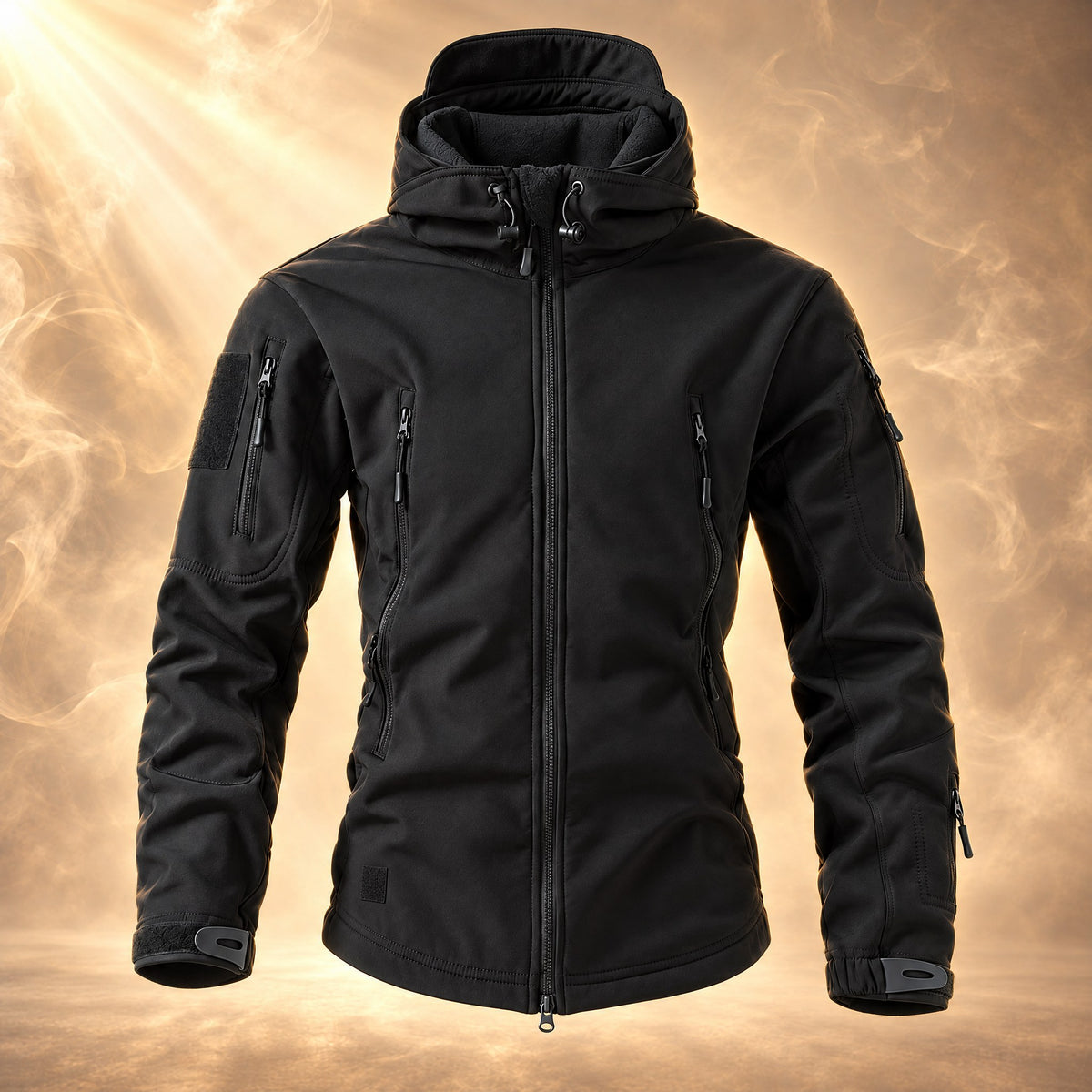 Domenico fleece lined hooded softshell jacket for men in black