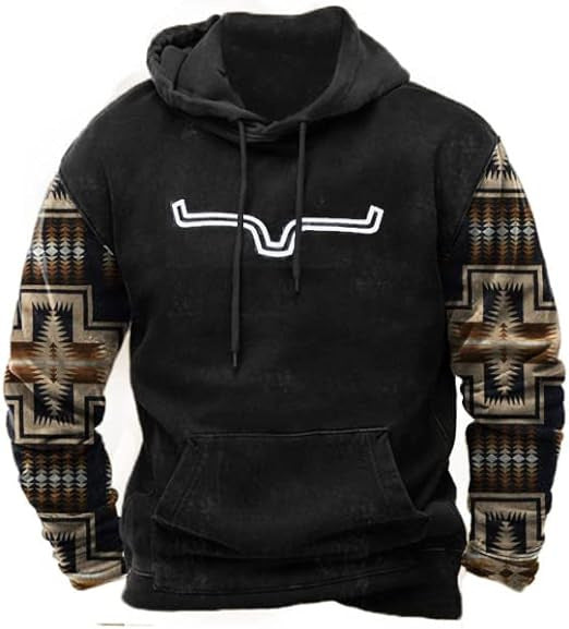 Pascal hoodie, Black Aztec Sleeve, front
