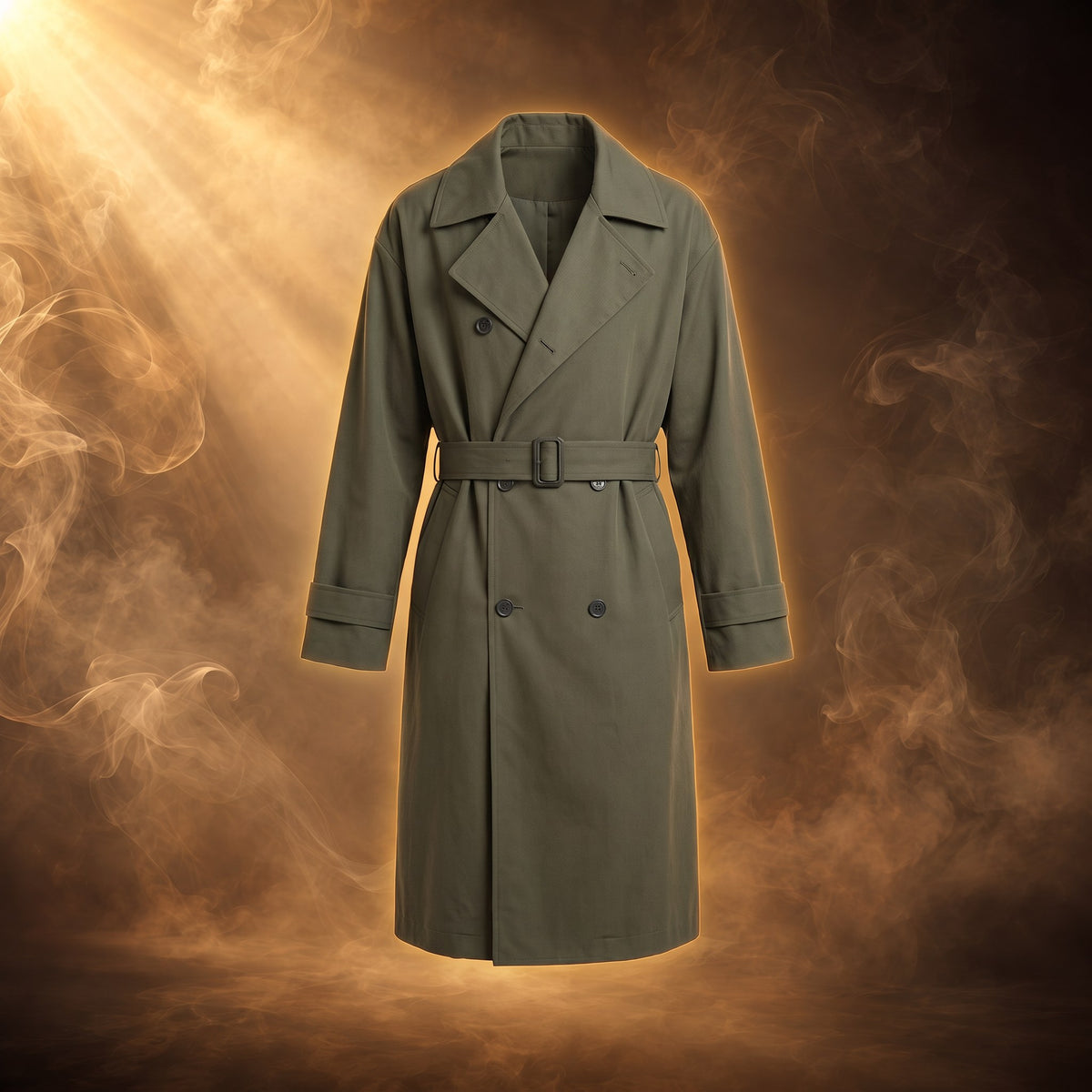 Lorenzo trench coat, Army Green, front view