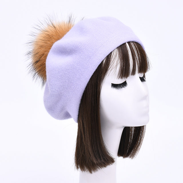 Mariella Wool Pom Pom Beret for Women