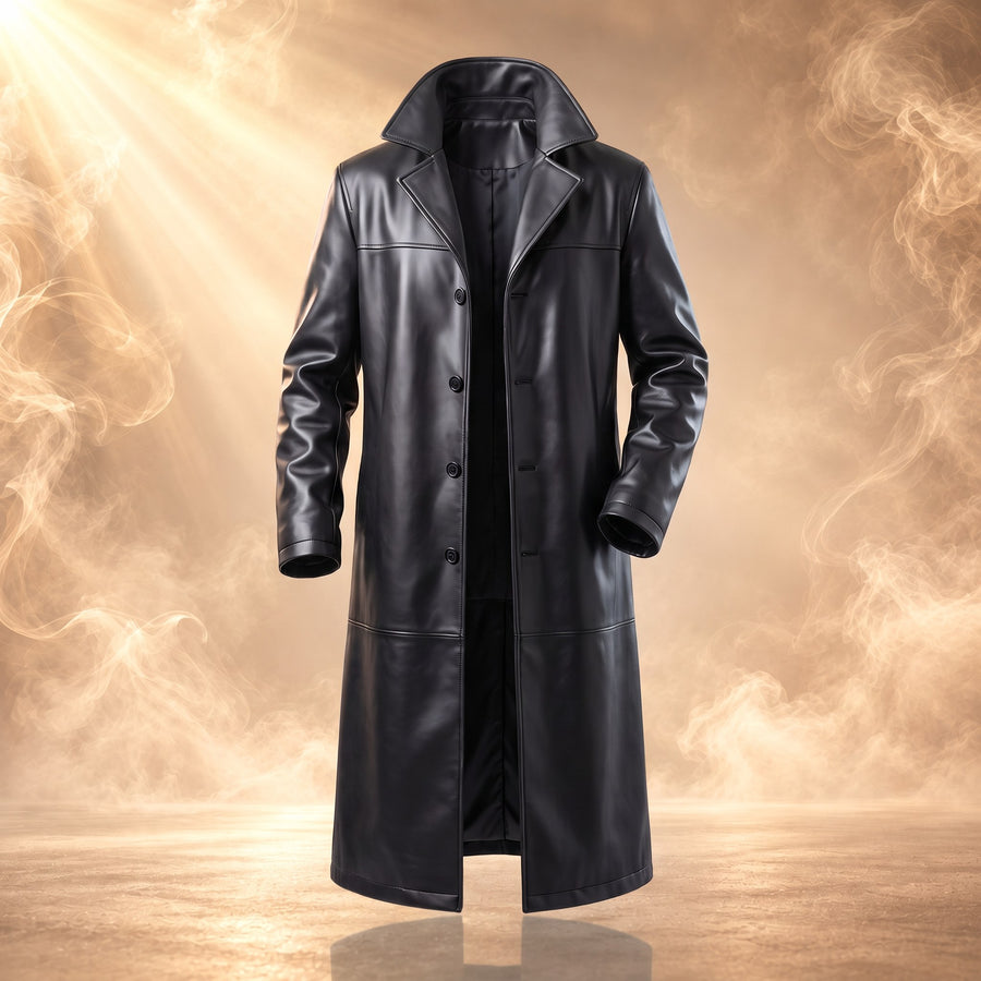Fernando Full-Length Leather Trench Coat for Men