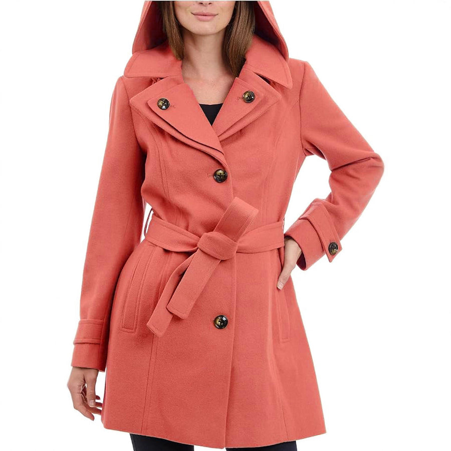 Rosalind Hooded Belted Wool Coat for Women