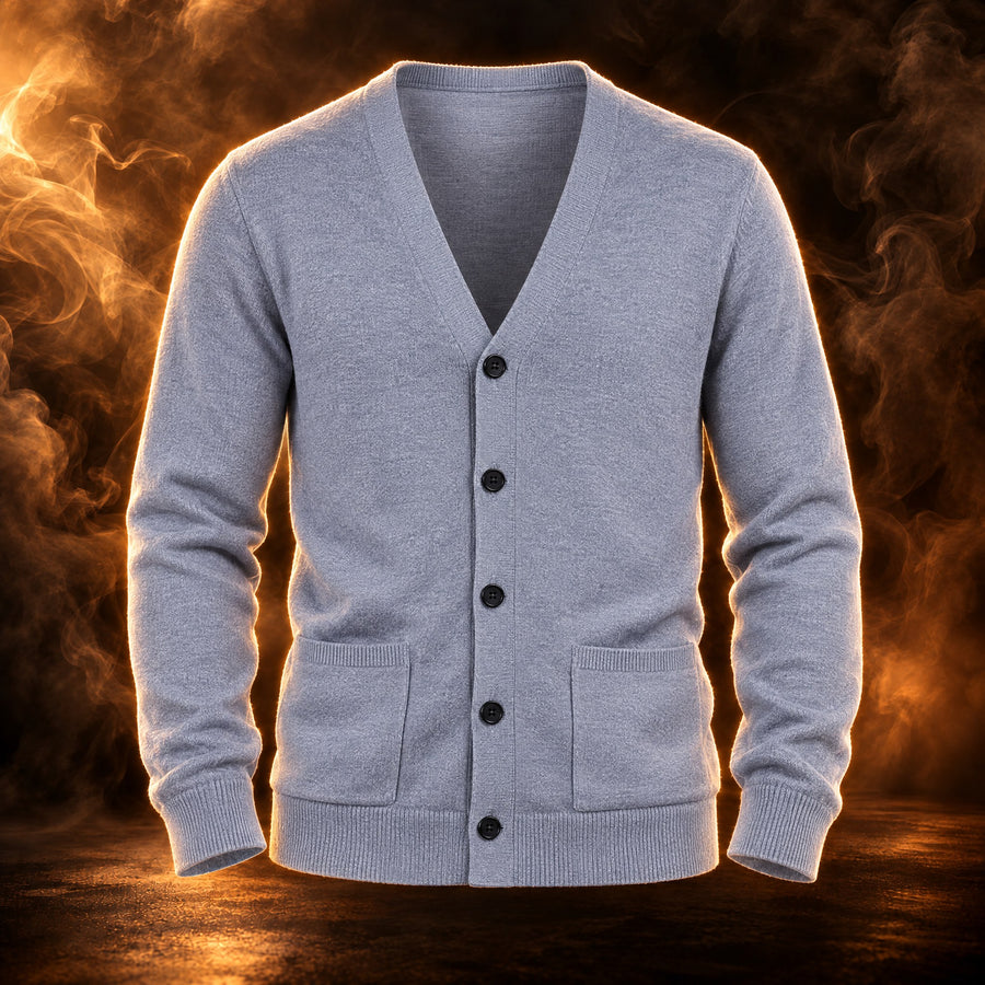Edoardo V-Neck Button Front Knit Cardigan for Men