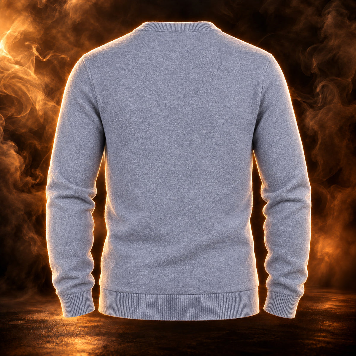 Edoardo knit cardigan in light gray, back view