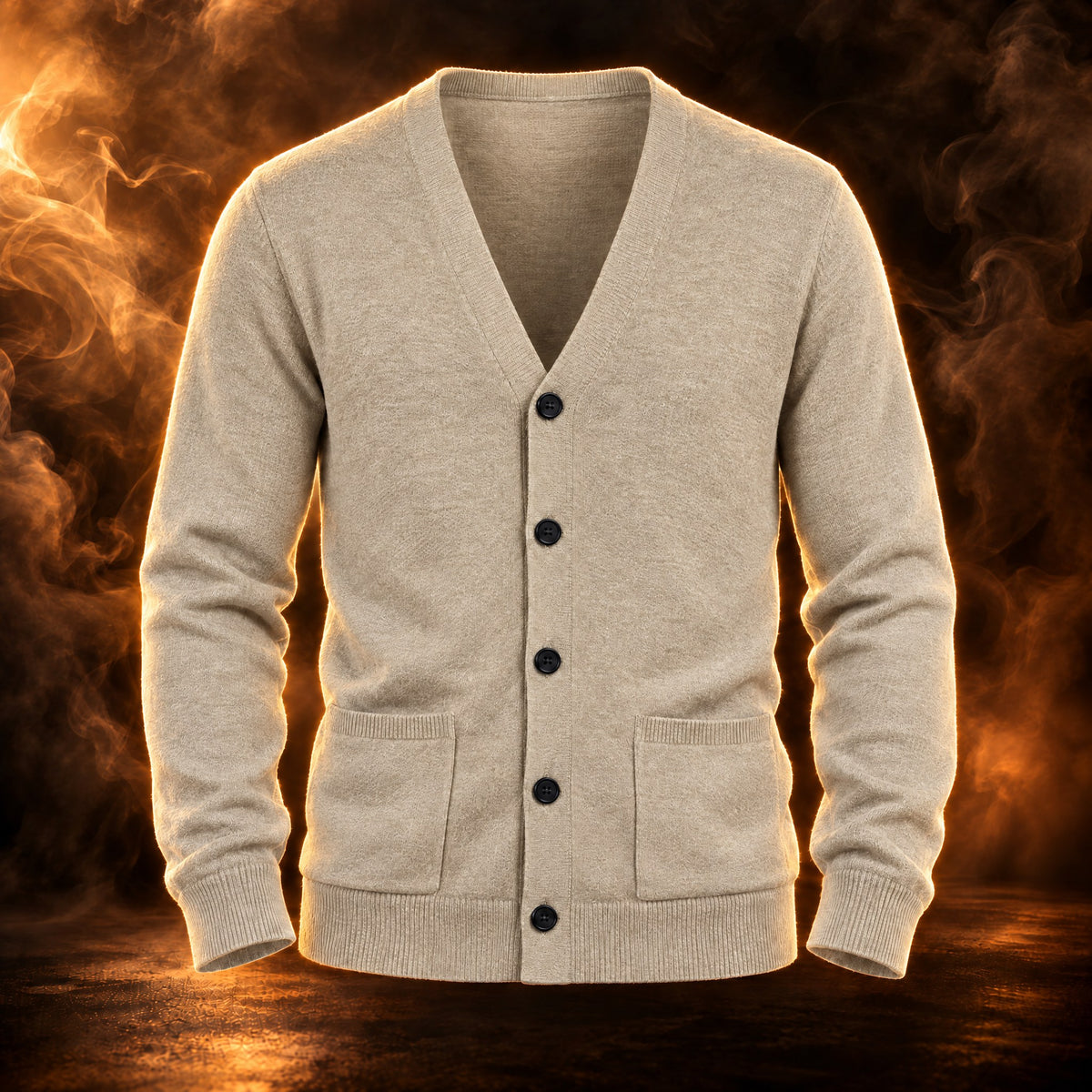 Edoardo V-neck knit cardigan for men in beige