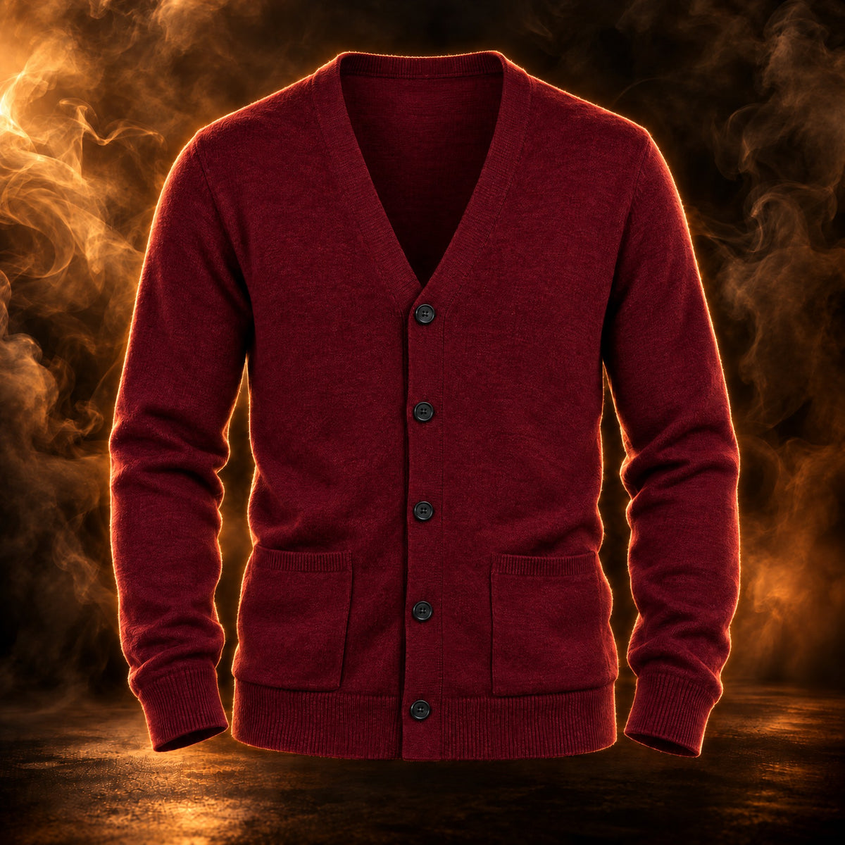 Edoardo V-neck knit cardigan for men in wine red