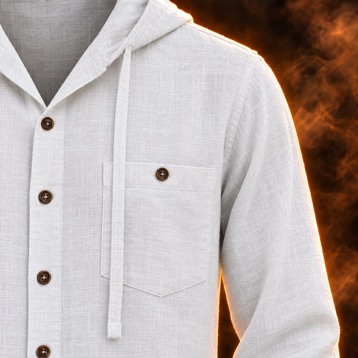 Elio shirt close-up of the buttoned chest pocket