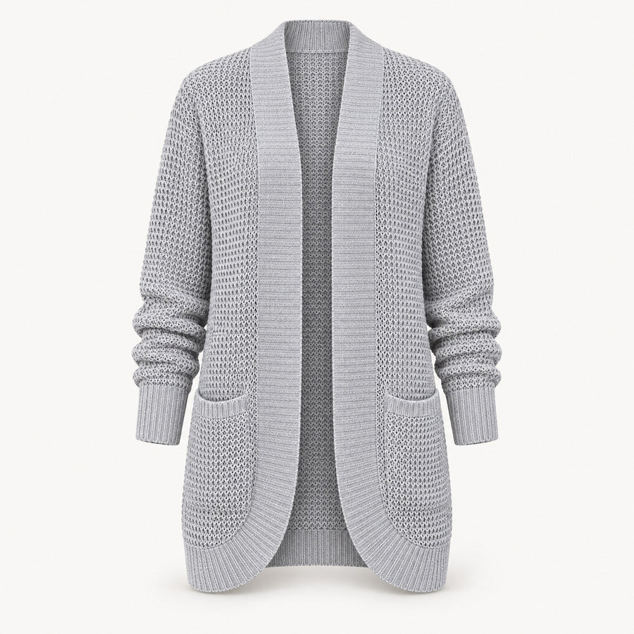 Eloise Long Open Front Knit Cardigan for Women
