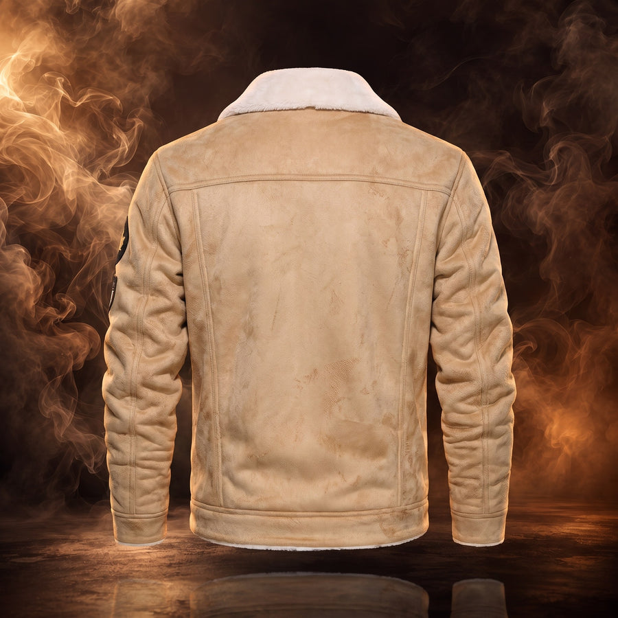Evander Plush-Lined Leather Trucker Jacket for Men