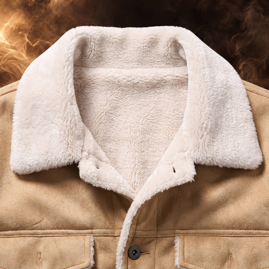 Evander Plush-Lined Leather Trucker Jacket for Men