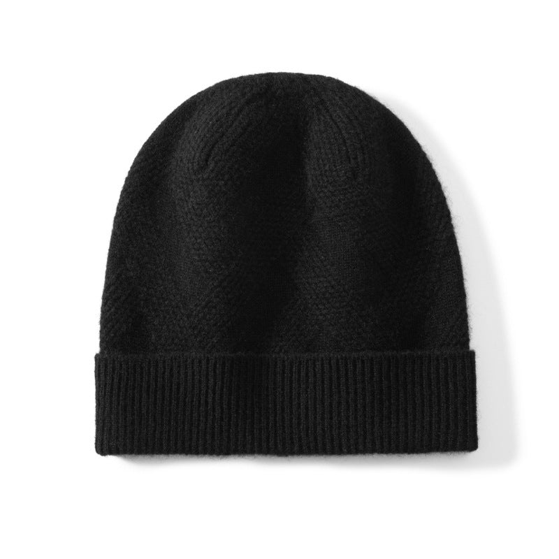 Ornella Cashmere Diamond Knit Cuffed Beanie for Women