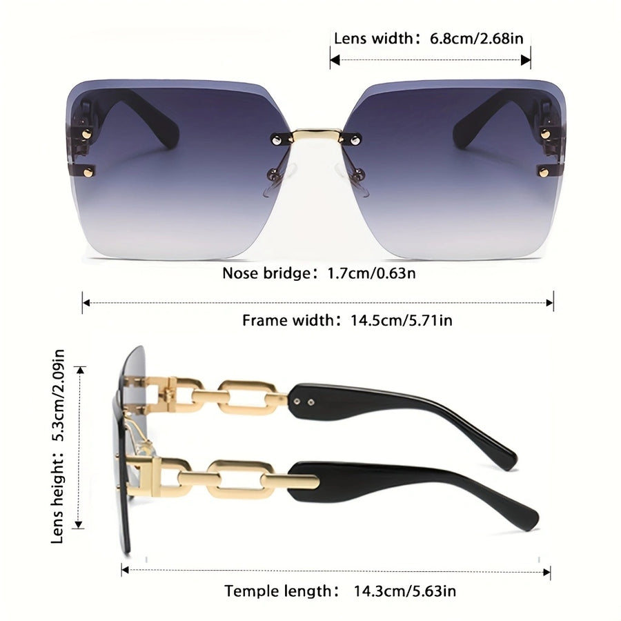 Gilda Rimless Square Chain Link Sunglasses for Women