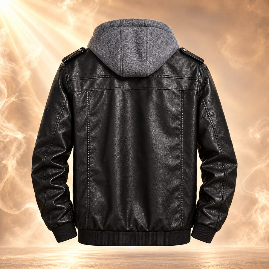 Federico Hooded Leather Moto Jacket for Men