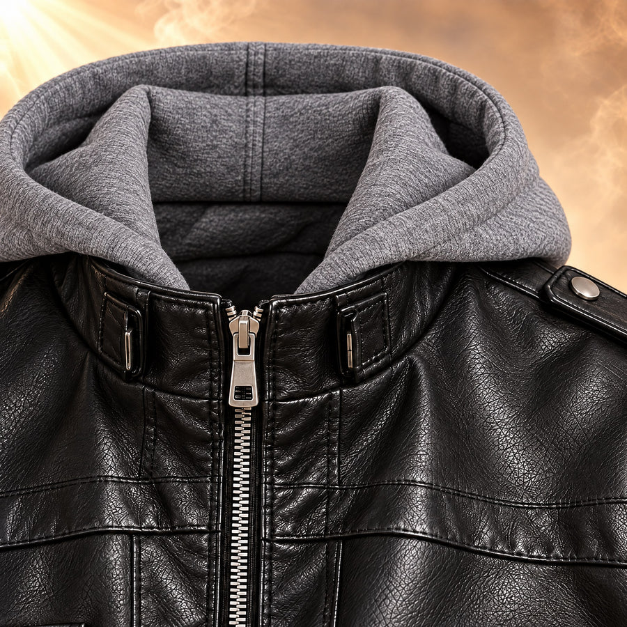 Federico Hooded Leather Moto Jacket for Men