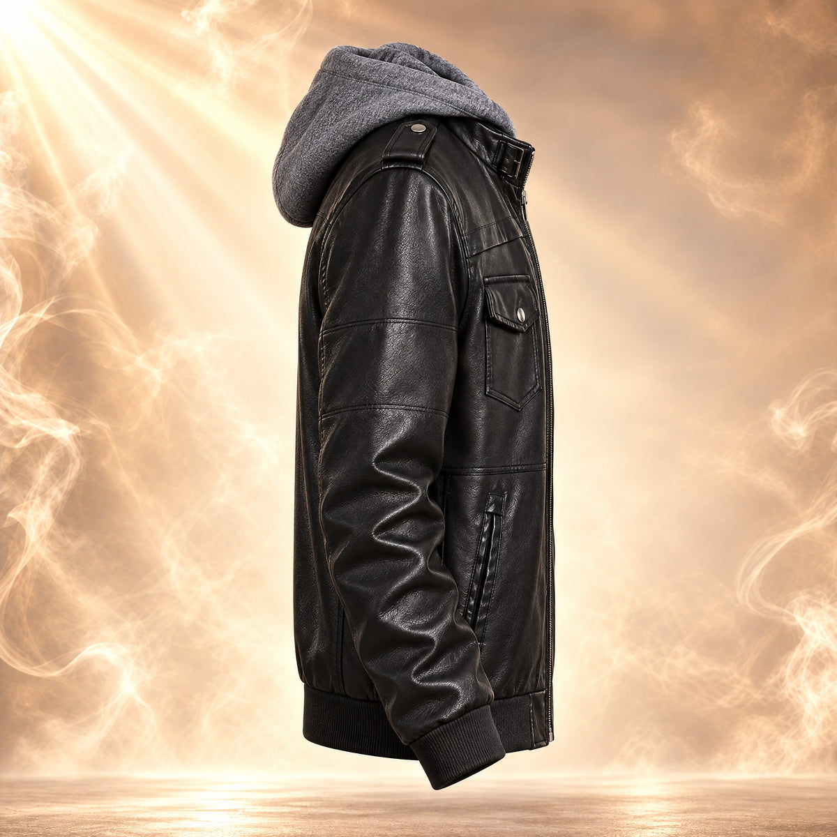 Federico moto jacket in black, side view