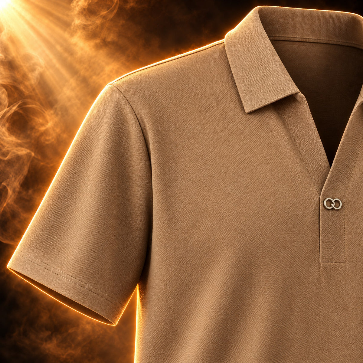 Gaspard polo close-up of the short sleeve and fine knit