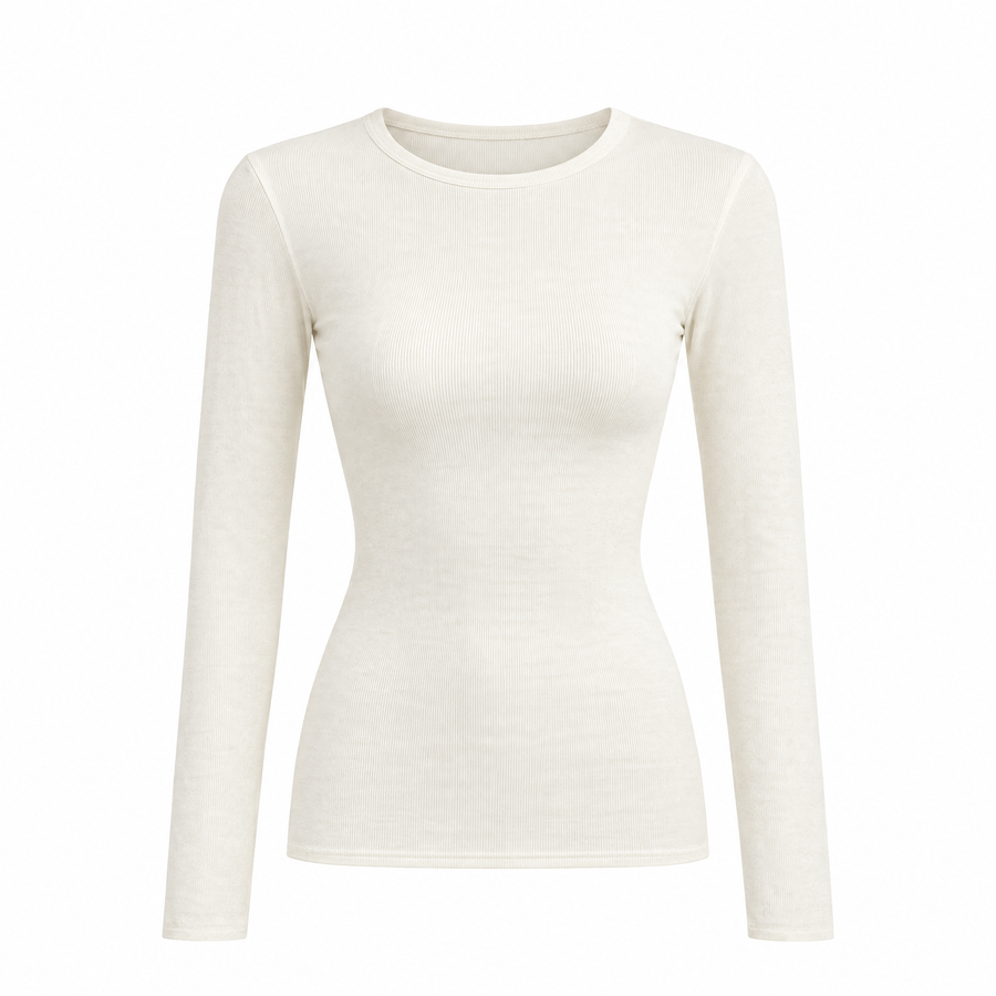 Chiara Brushed Knit Long Sleeve Crew Neck Base Layer Tee for Women