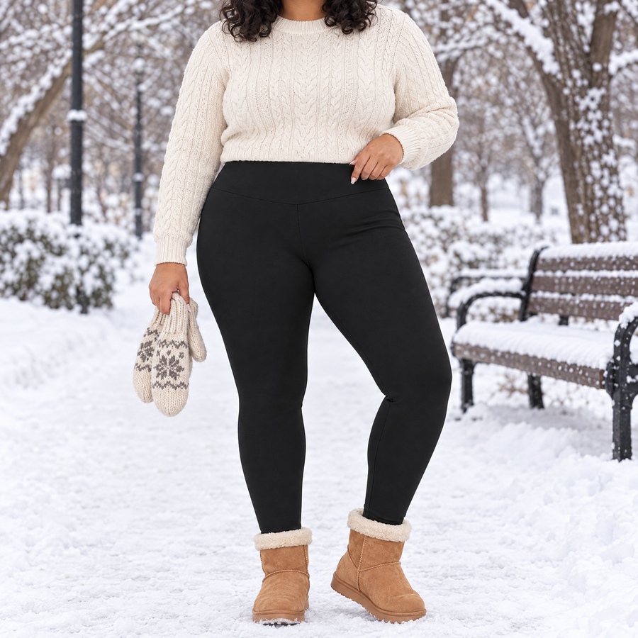 Mirabel Plus Size High Waisted Fleece Lined Leggings for Women